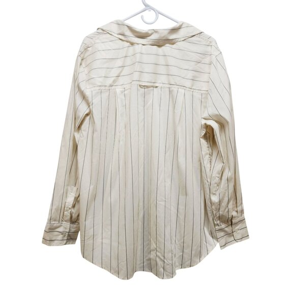 A New Day Womens Button-Down White Long Sleeve Striped Shirt Size XXL - Picture 3 of 8